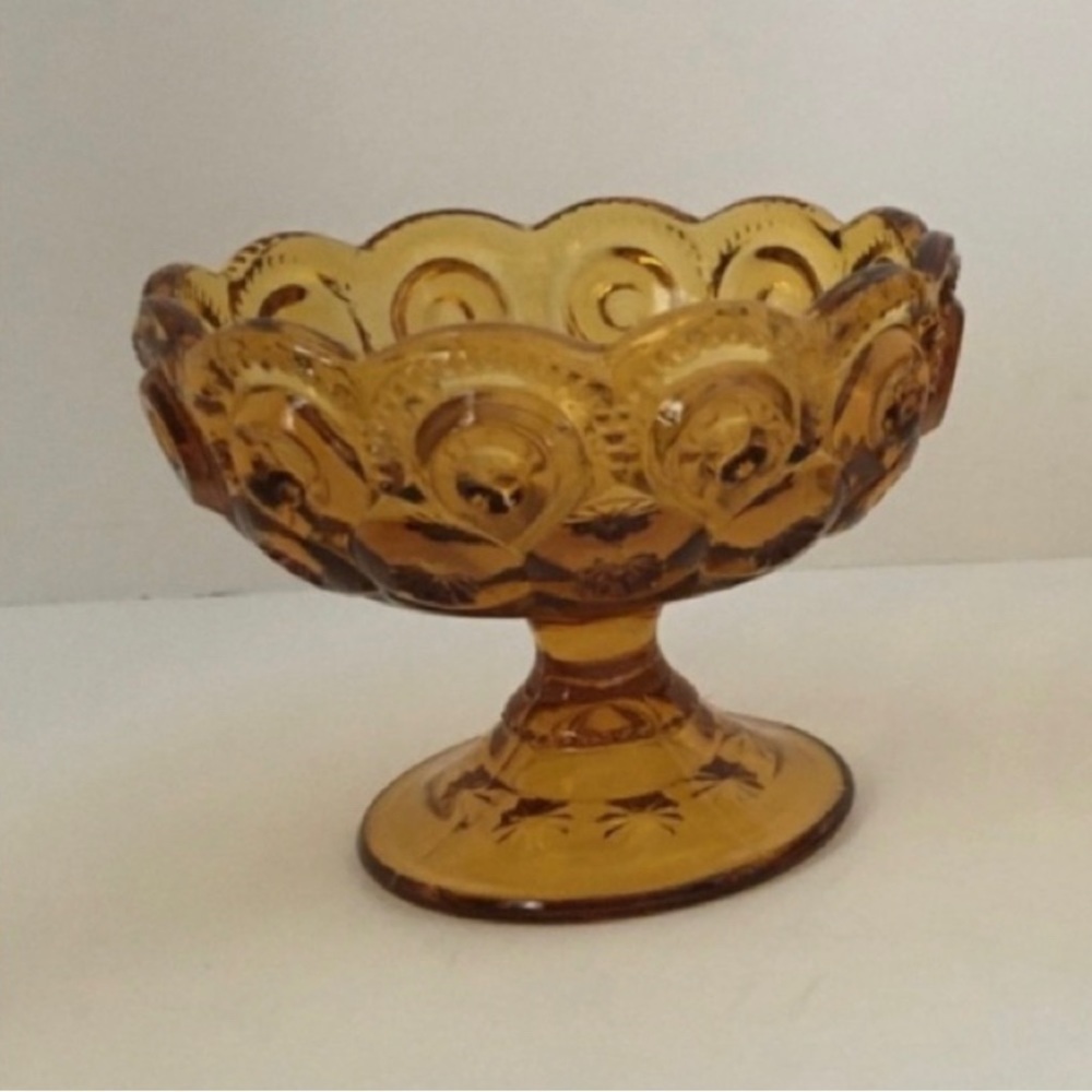 Vintage Moon and Star Amber Glass Candy Dish.